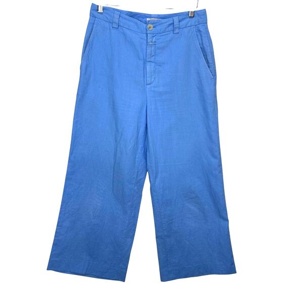 CLOSED Barton Wide Leg Linen Cotton High Rise Pants Blue Size 28 - Picture 2 of 9